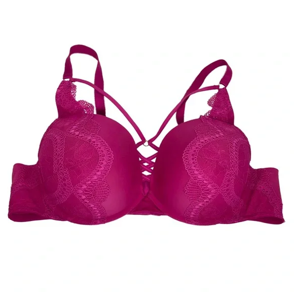 torrid | Intimates & Sleepwear | Torrid Xo Lace Plunge Pushup Bra 44c  Fuchsia Pink | Poshmark